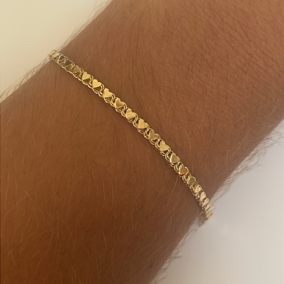 Solid Stamped 14K Yellow Gold Love Hearts Link Bracelet - Picture 12 of 12